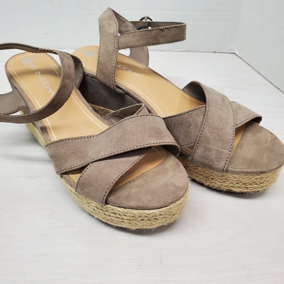 Big Buddha Taupe Espadrille Wedge Sandals Size 9 Platform Ankle Strap Boho Lagin - Picture 5 of 13
